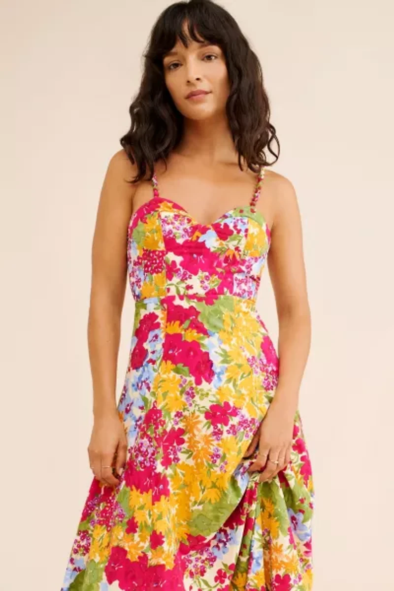 Dress Forum Sleeveless Floral Corset Midi Dress