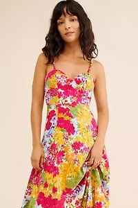 Dress Forum Sleeveless Floral Corset Midi Dress