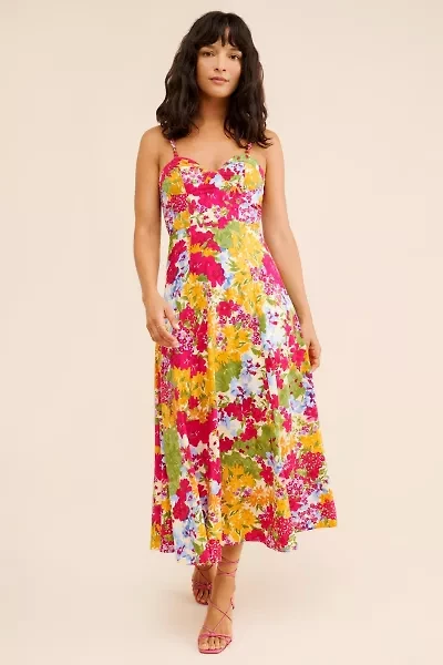 Dress Forum Sleeveless Floral Corset Midi Dress