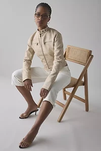 Lioness Bella Faux Leather Cropped Moto Jacket