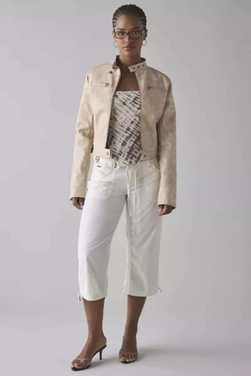 Lioness Bella Faux Leather Cropped Moto Jacket
