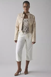 Lioness Bella Faux Leather Cropped Moto Jacket