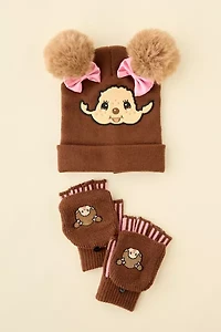 Monchhichi Cold Weather Knit Beanie & Glove Set