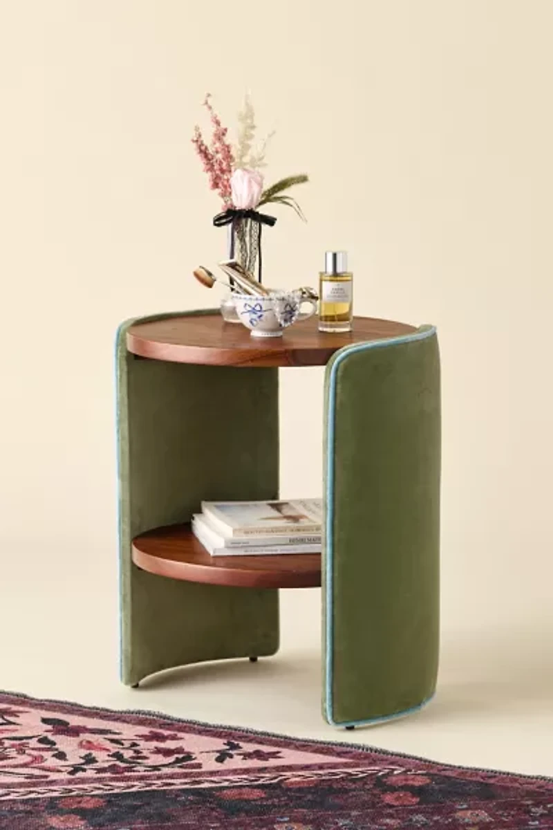Jane Round Upholstered Storage Nightstand