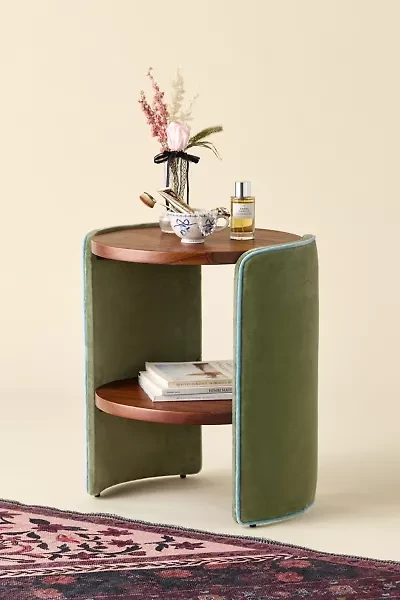 Jane Round Upholstered Storage Nightstand