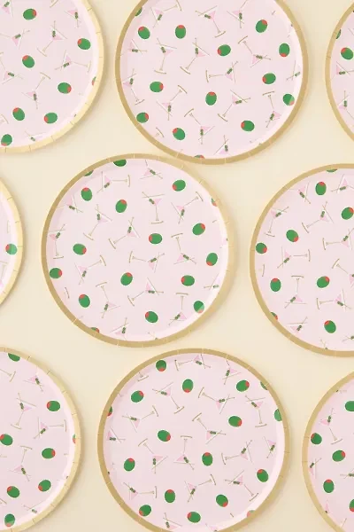 xo, Fetti Martini & Olive Printed Paper Plate Set