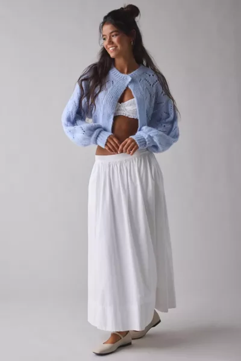 Kimchi Blue Pointelle Knit Tie-Back Cropped Shrug Cardigan