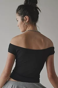 UO Fia Mesh Off-The-Shoulder Crop Top