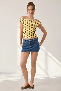 UO Fia Mesh Off-The-Shoulder Crop Top
