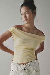 UO Fia Mesh Off-The-Shoulder Crop Top