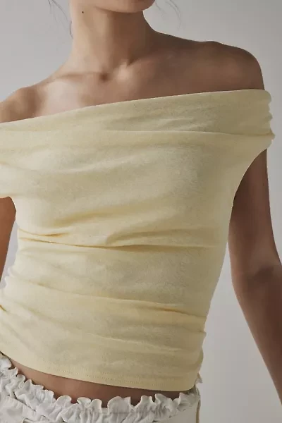 UO Fia Mesh Off-The-Shoulder Crop Top