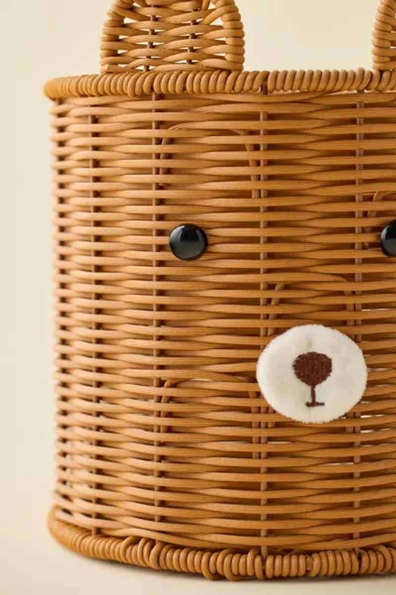 Bear Woven Plastic Trash Bin