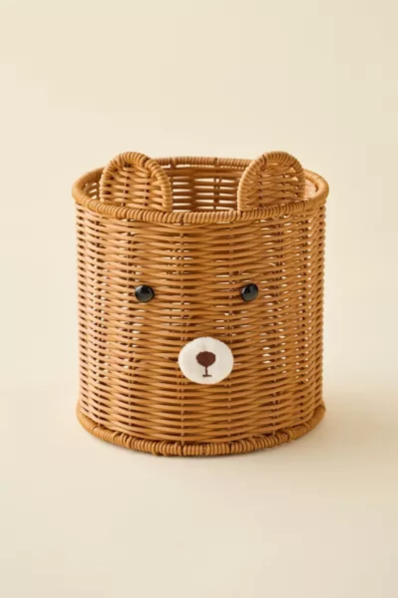 Bear Woven Plastic Trash Bin