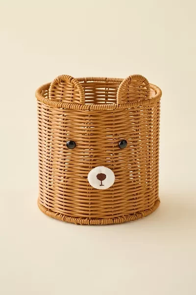 Bear Woven Plastic Trash Bin