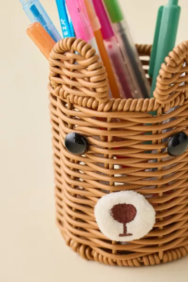 Bear Woven Plastic Pencil Cup