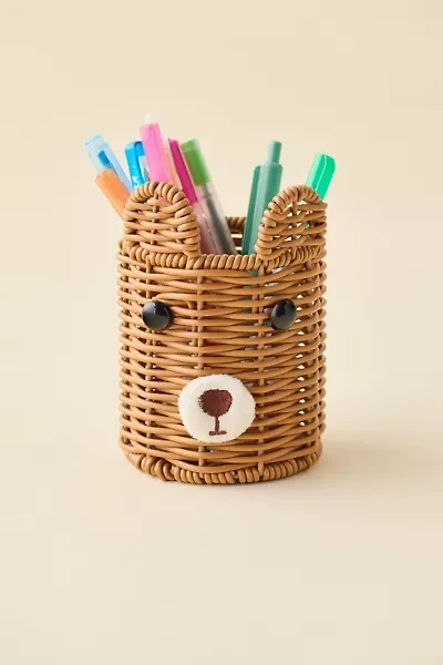 Bear Woven Plastic Pencil Cup