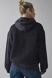 BDG Field Day Waffle Knit Zip-Up Hoodie Sweatshirt
