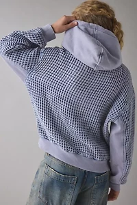 BDG Field Day Waffle Knit Zip-Up Hoodie Sweatshirt
