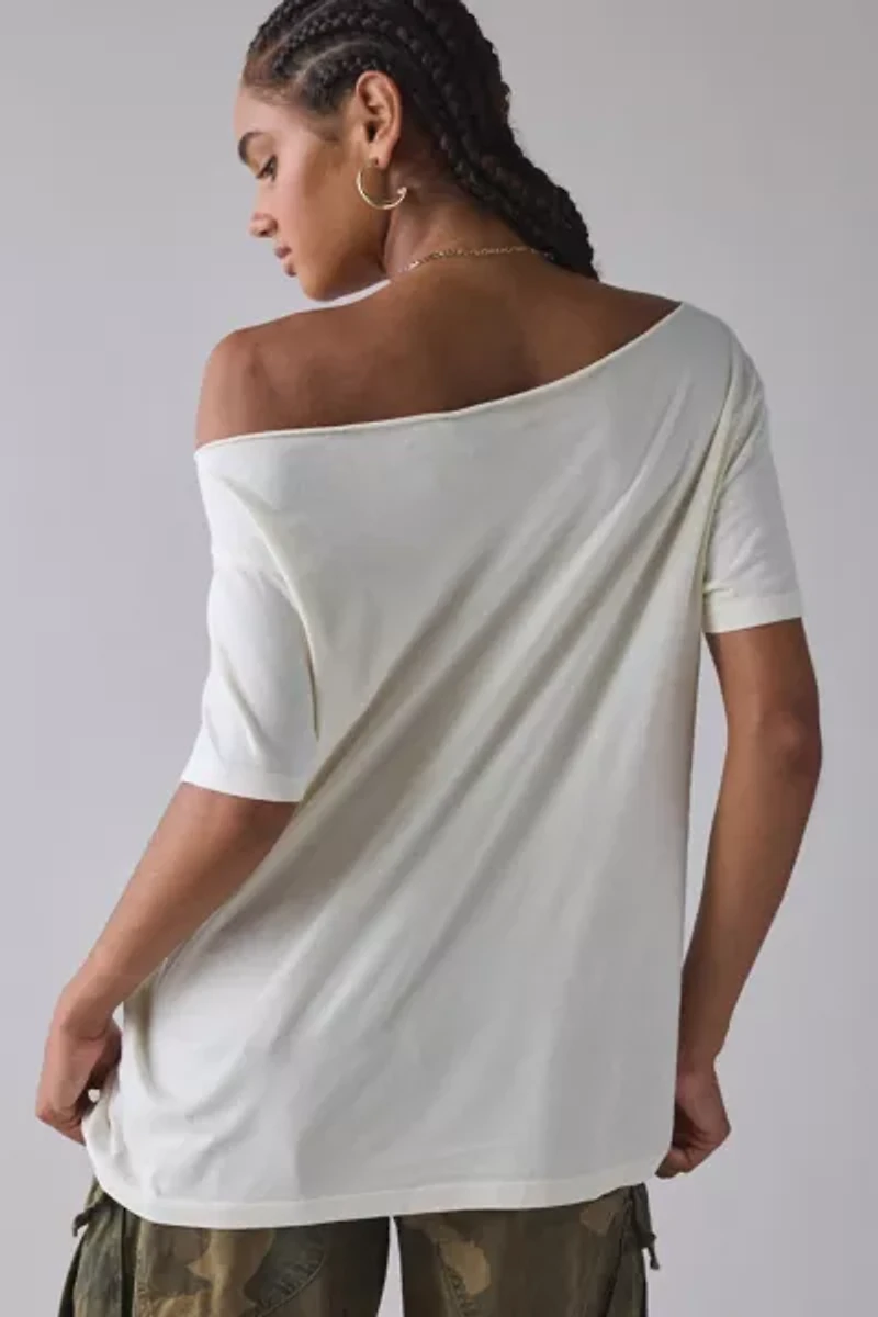 DAY Rock Band Graphic Off-The-Shoulder Oversized Tee