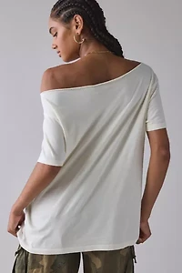 DAY Rock Band Graphic Off-The-Shoulder Oversized Tee