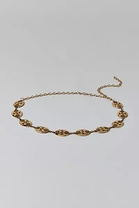 Etched Flower Metal Chain Belt