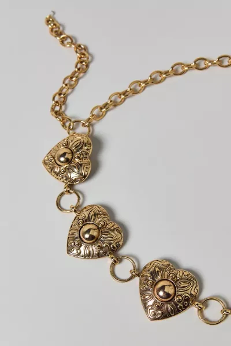 Engraved Hearts Chain Belt