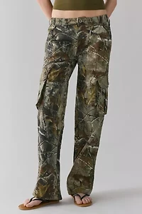 Vintage By UO Tree Camo Pink Waistband Cargo Pant