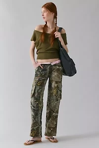 Vintage By UO Tree Camo Pink Waistband Cargo Pant