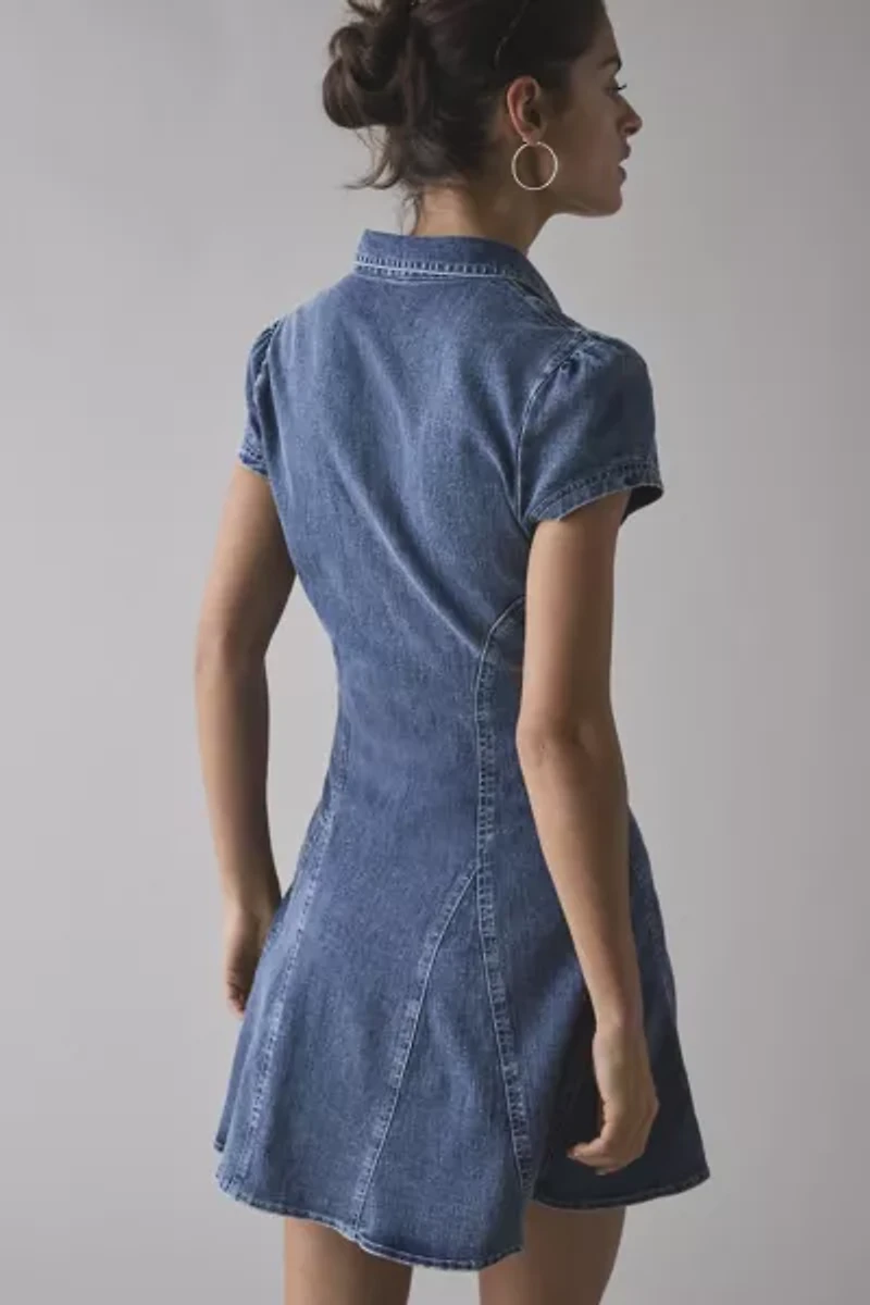 BDG For Keeps Seamed Button Front Denim Mini Dress