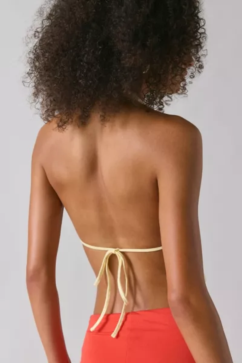 Motel Kayria Floral Embroidered Open Tie-Back Halter Top