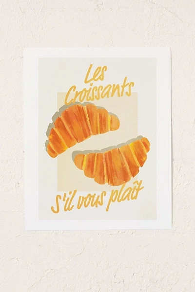 ayeyokp Croissants: Vintage Retro French Brunch Art Print