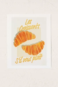 ayeyokp Croissants: Vintage Retro French Brunch Art Print