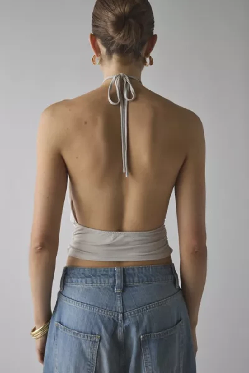 Motel Karise O-Ring Y-Neck Halter Plunge Crop Top