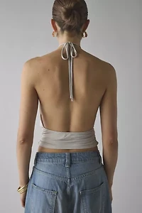 Motel Karise O-Ring Y-Neck Halter Plunge Crop Top