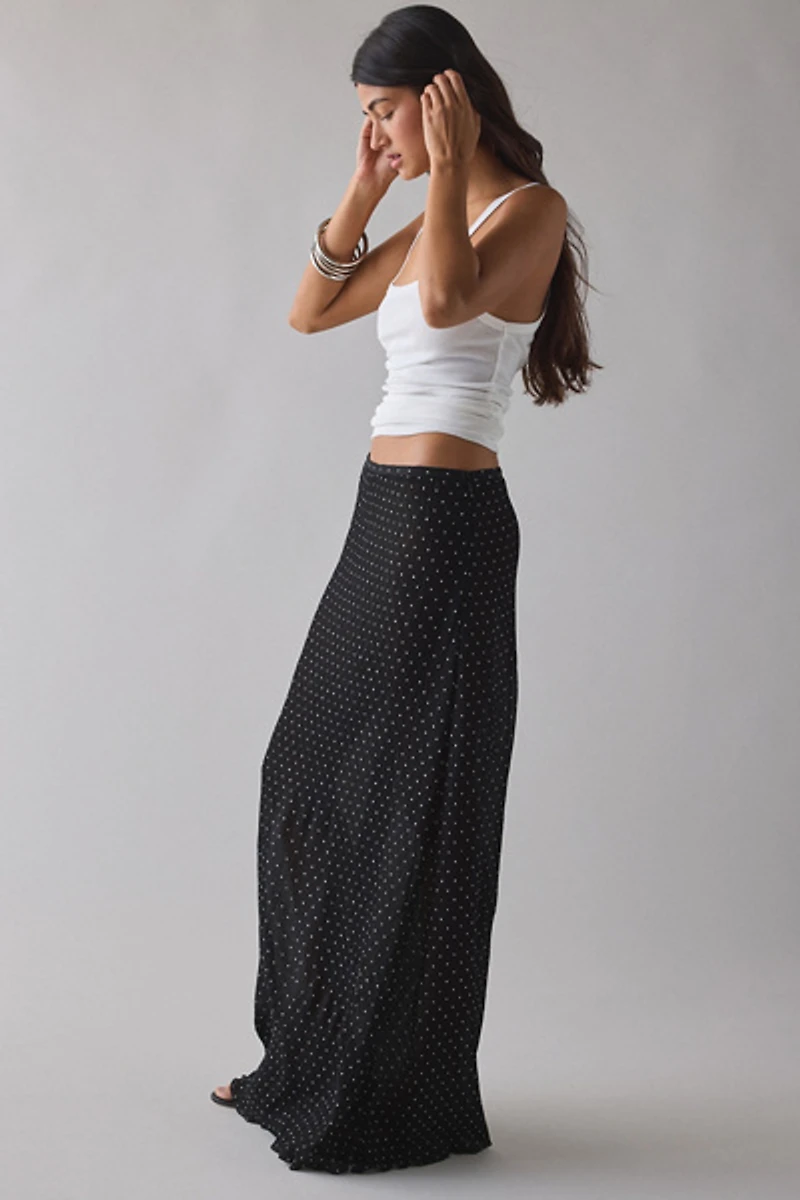 Lioness Ford Onyx Polka Dot Semi-Sheer Mesh Maxi Skirt