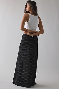 Lioness Ford Onyx Polka Dot Semi-Sheer Mesh Maxi Skirt