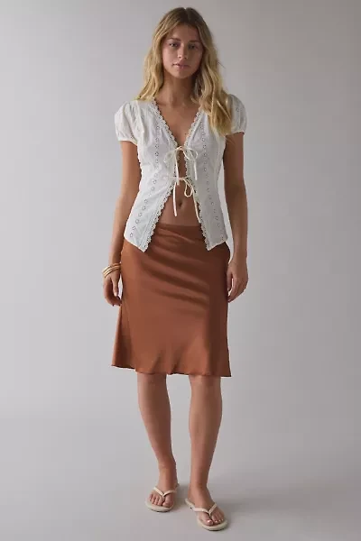 Lioness Shoreline Satin Slip Midi Skirt
