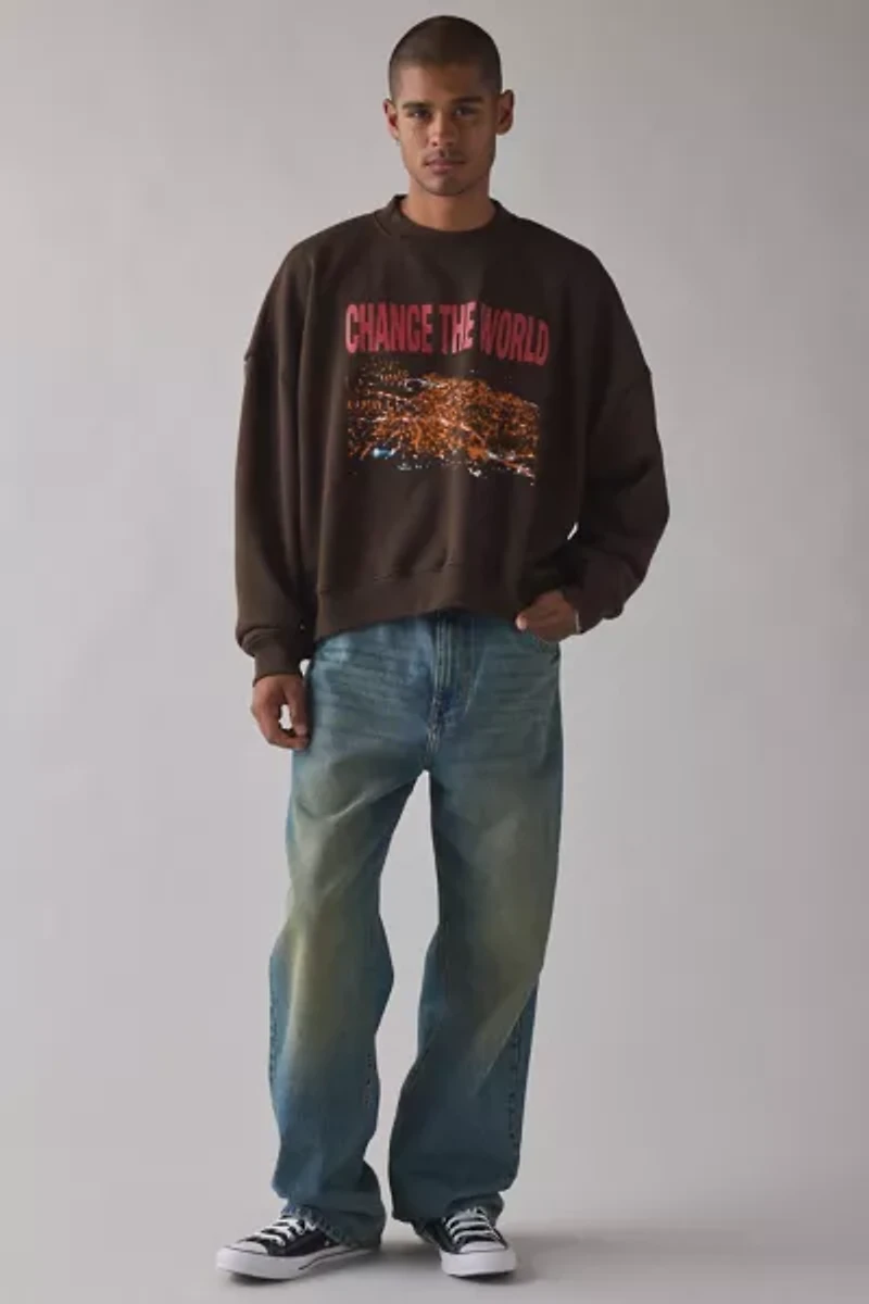 Tee Library Change Cropped Crew Neck Sweatshirt