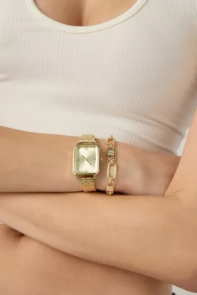 Mother Of Pearl Metal Rectangle Watch