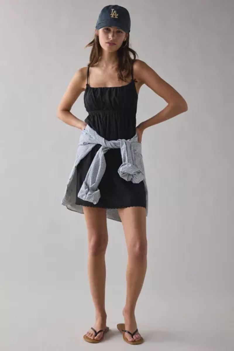 ReMADE By UO Made LA EcoVero™ Linen Babydoll Mini Dress