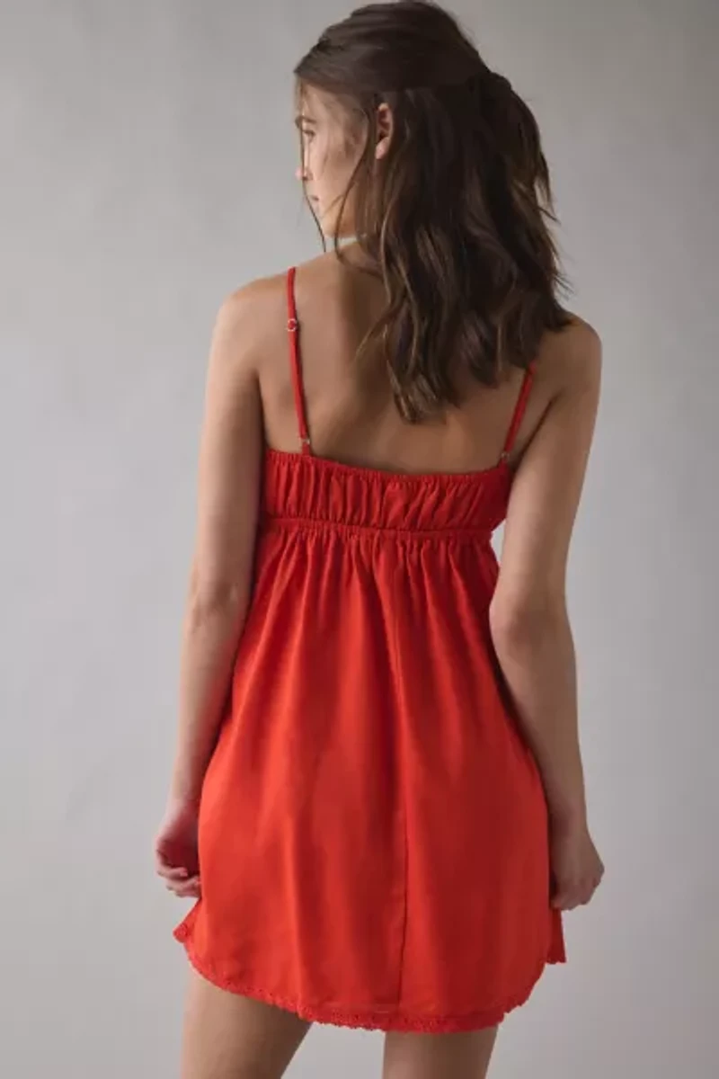 ReMADE By UO Made LA EcoVero™ Linen Babydoll Mini Dress