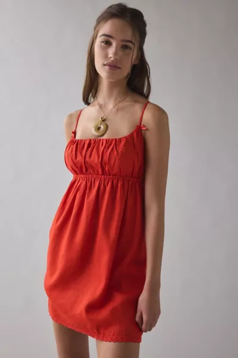 ReMADE By UO Made LA EcoVero™ Linen Babydoll Mini Dress