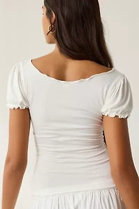 Kimchi Blue Laina Coquette Charm Graphic Scoop Neck Puff Sleeve Tee