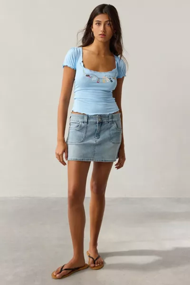 Kimchi Blue Laina Coquette Charm Graphic Scoop Neck Puff Sleeve Tee