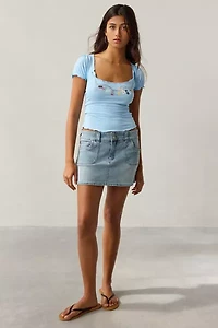 Kimchi Blue Laina Coquette Charm Graphic Scoop Neck Puff Sleeve Tee