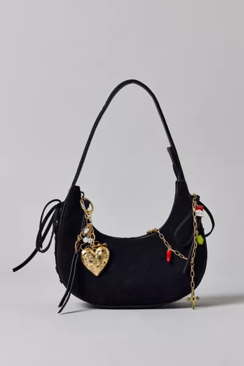 Silence + Noise Laced Suede Crescent Bag
