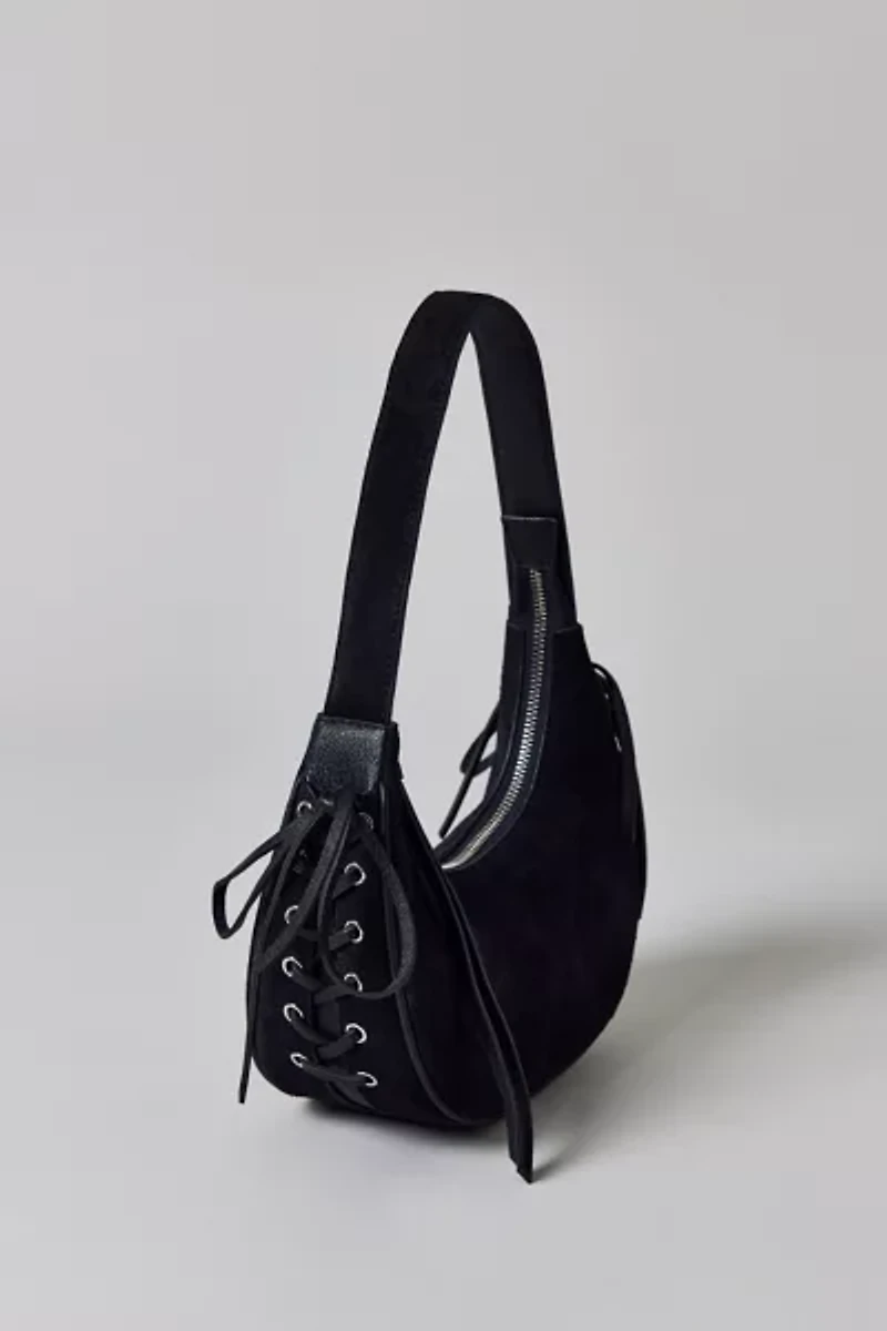 Silence + Noise Laced Suede Crescent Bag
