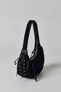 Silence + Noise Laced Suede Crescent Bag
