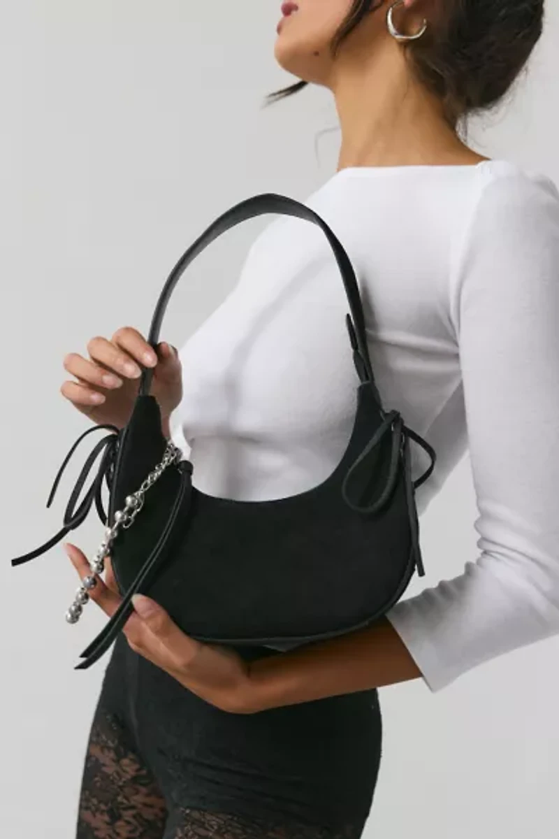 Silence + Noise Laced Suede Crescent Bag