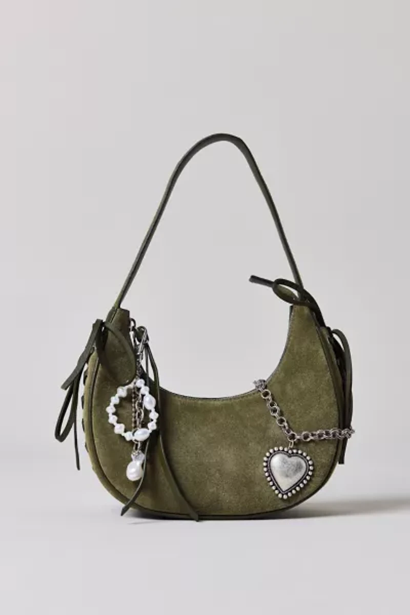 Silence + Noise Laced Suede Crescent Bag